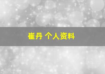 崔丹 个人资料